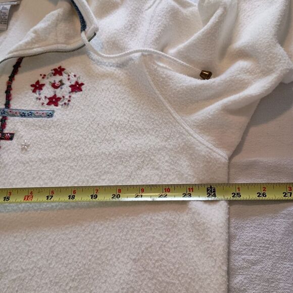 Vintage Koret Fleece Pullover XL Embroidered Hearts Stars Nordic Boho 90s - Picture 4 of 7